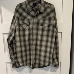 Roper Gray Plaid pearl snap Western Shirt